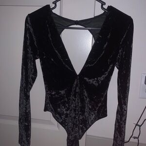 Elegant Black Velvet Women's Top